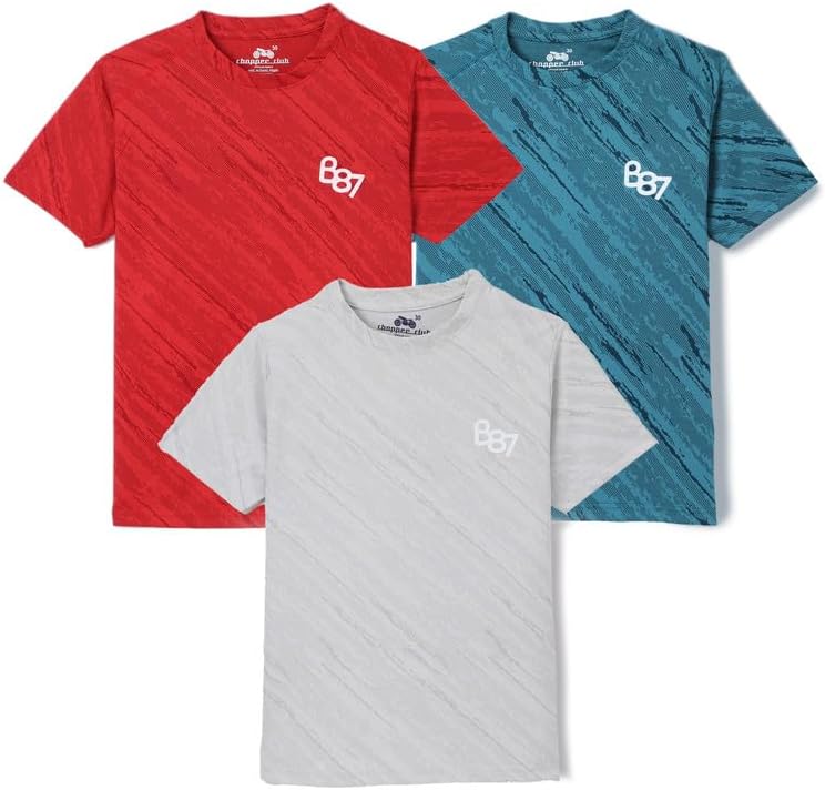 chopper club Boys Youth Sports T-Shirts Performance Active Tees Polyester Non-Ly...