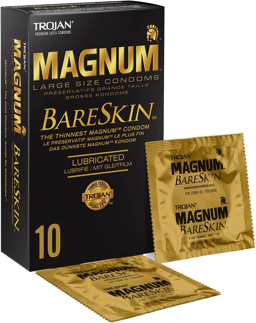 Magnum BareSkin Large Size Condoms by Trojan, Thin and Lubricated Condoms, with...