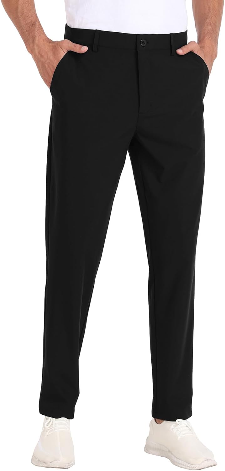 MoFiz Mens Golf Pants Slim Fit Stretch Lightweight Work Dress Pant Active Golfin...
