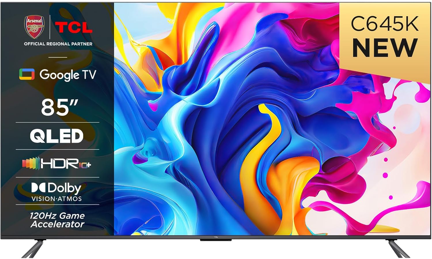 TCL 85C645K 85-inch QLED Television, 4K Ultra HD, 4K Google TV Smart TV (Game ma...