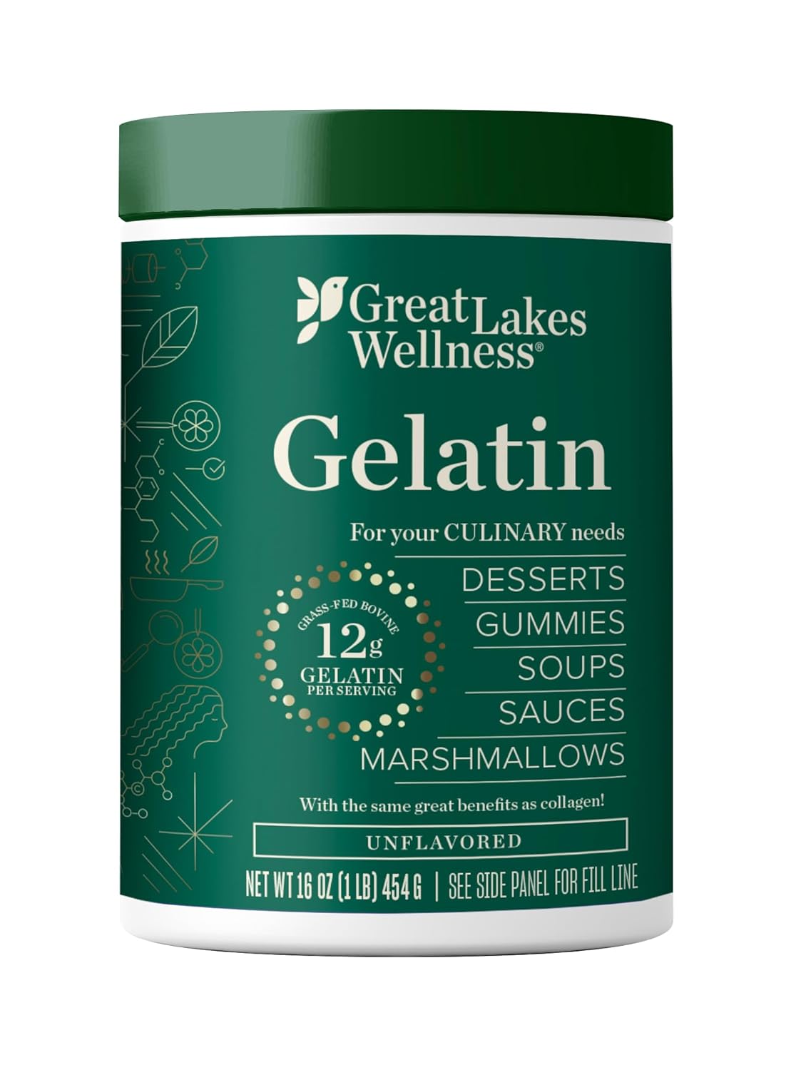 Great Lakes Wellness Beef Gelatin Powder for Culinary Needs - Perfect for Gummie...