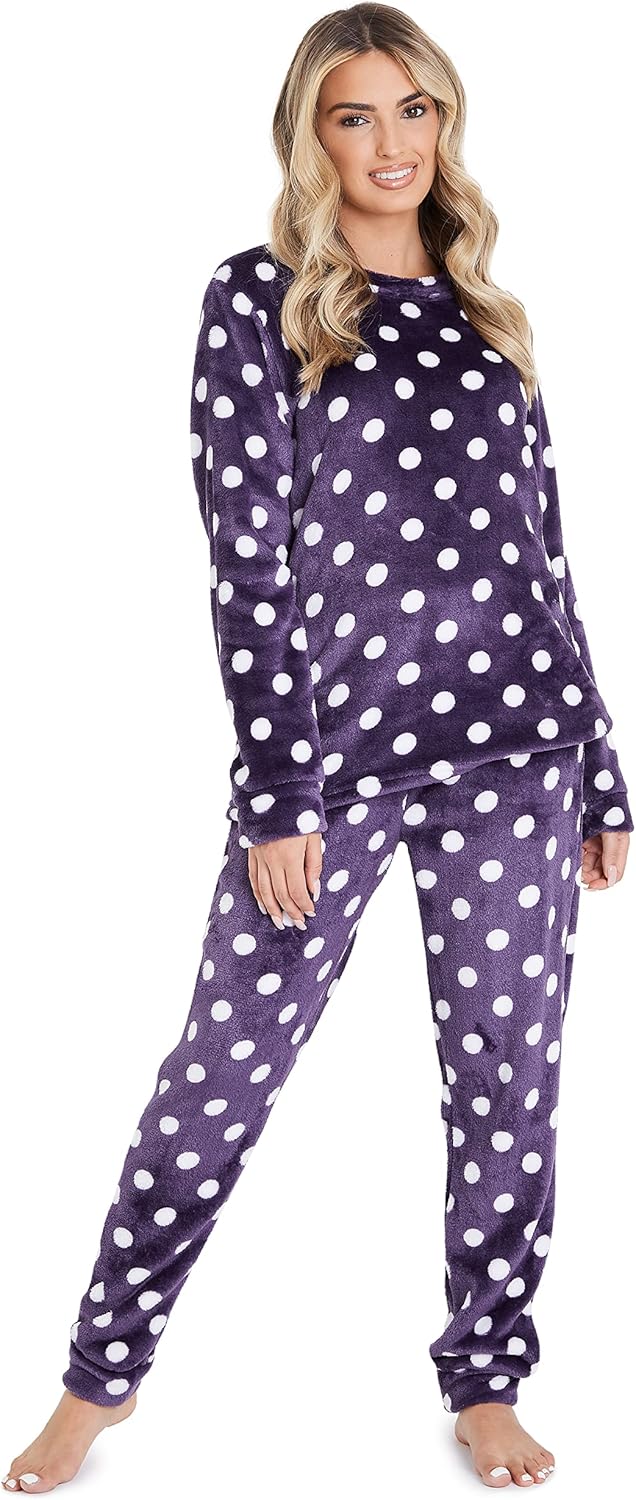 CityComfort Fleece Womens Pyjamas Set Long Sleeve Fluffy Loungewear Adults Teena...