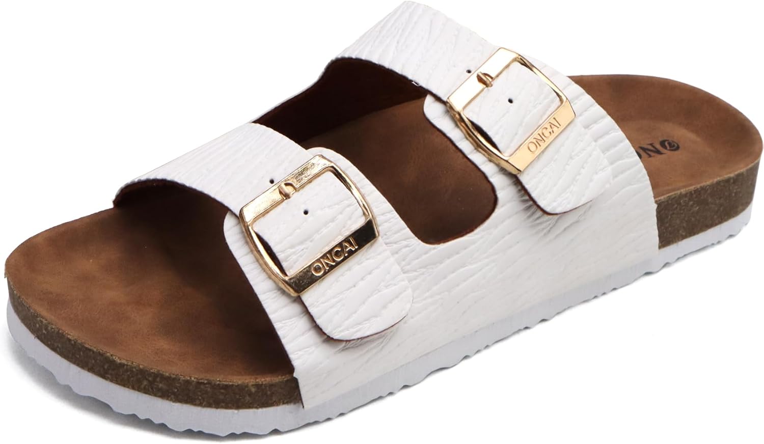 ONCAI Mens Sandals,Beach Slides Cork Footbed Slippers with Adjustable Buckle Str...