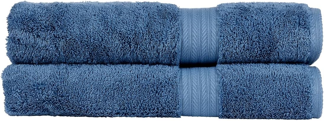 Christy Renaissance 2 Bath Sheets Set | Denim Blue | 100% Egyptian Cotton | Luxu...