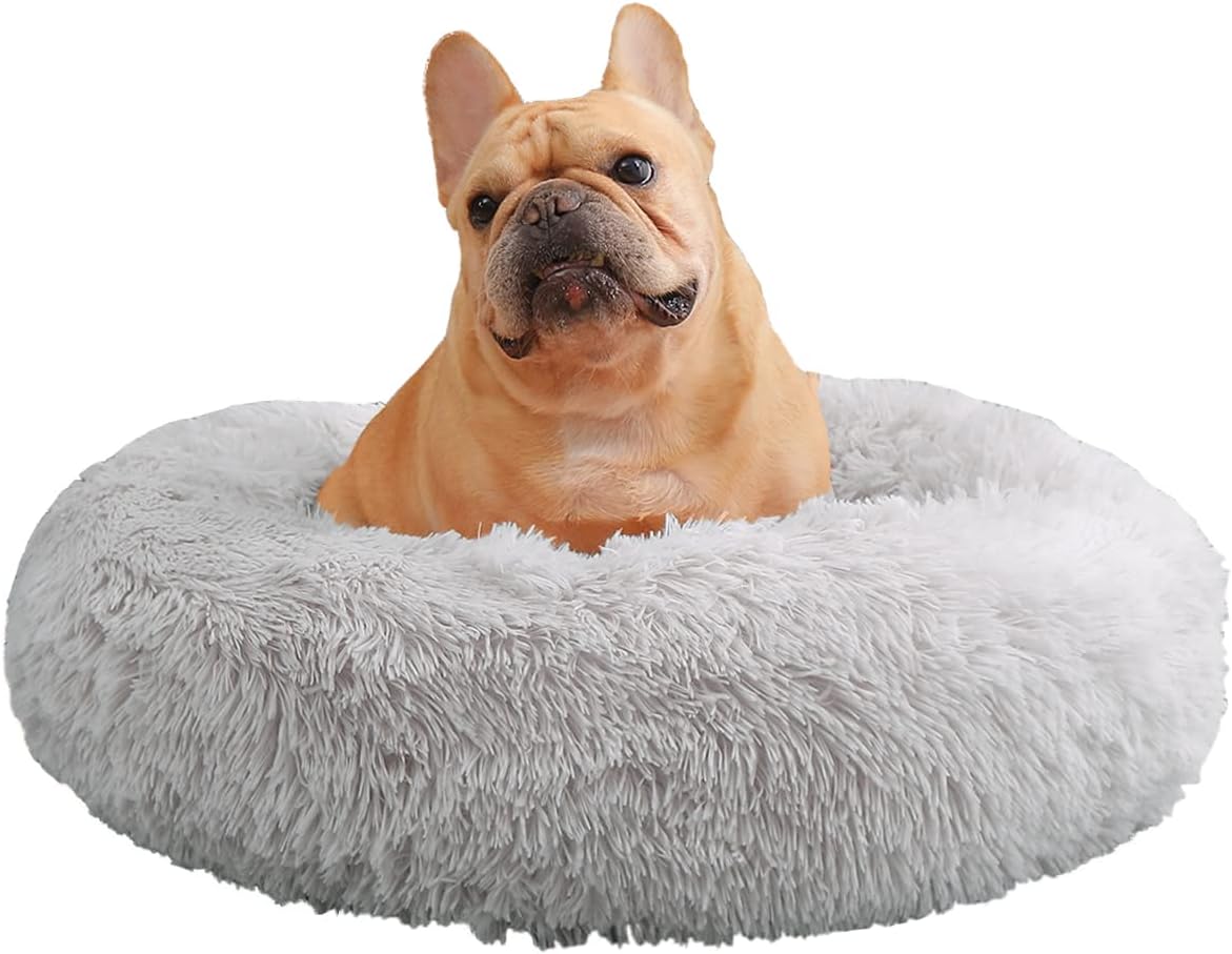 UUEMB 70cm Calming Dog Cat Bed, Plush Donut Pets Beds for Medium Dogs Cats, Soft...