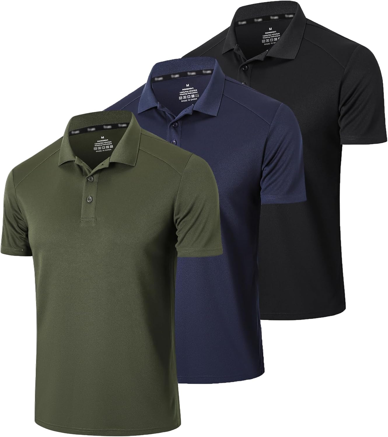 Gaiatiger 3 Pack Mens Polo Shirts Short Sleeve Quick Dry Lightweight Golf Casual...