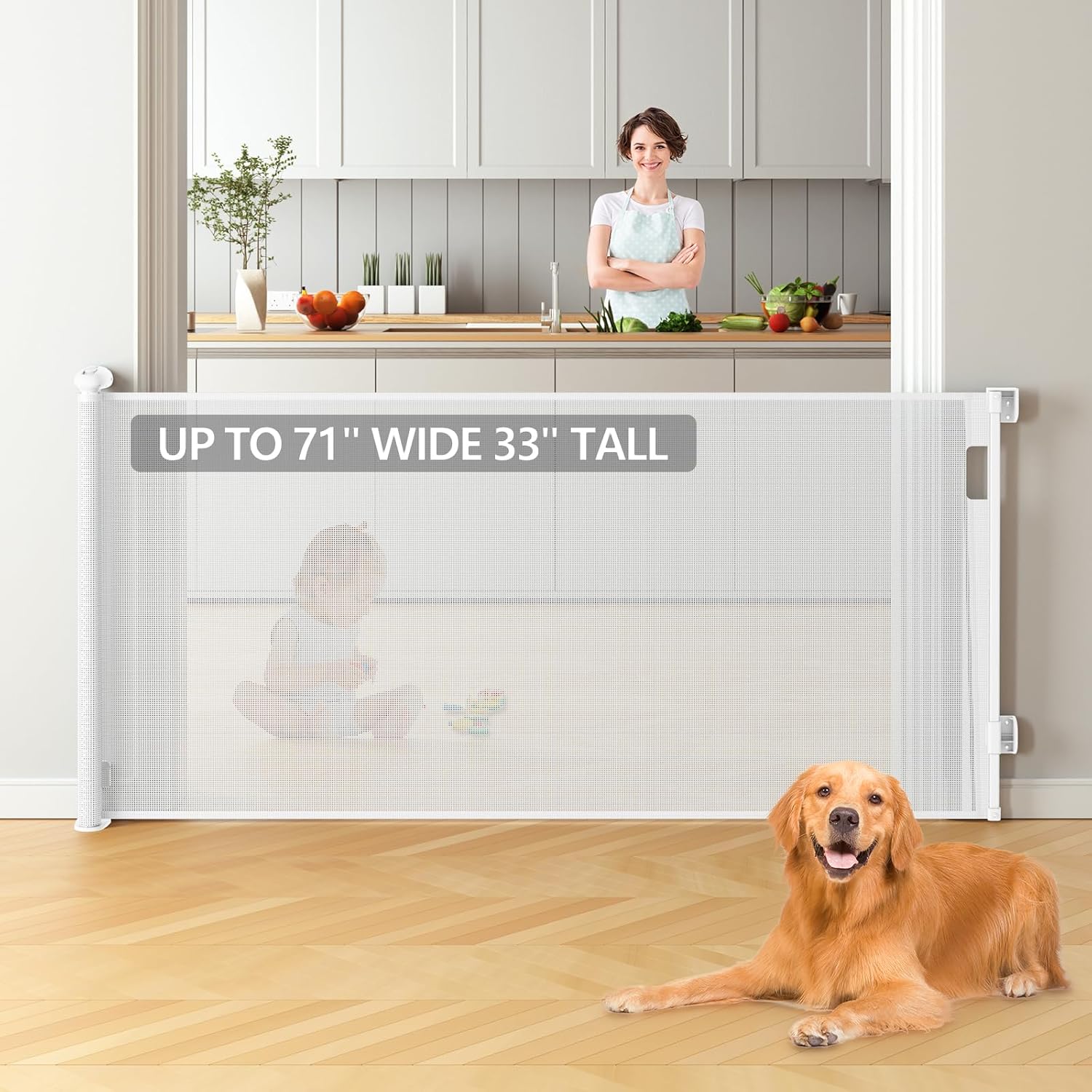 Bulubaky Extra Tall Safety Retractable Baby Gate Adjustable Wide Retractable Dog...