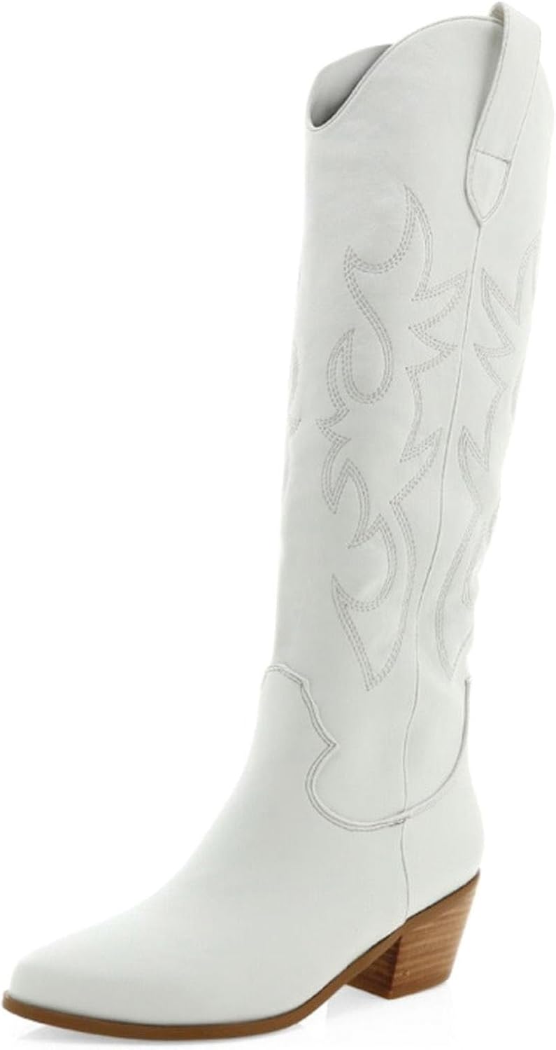 VIMISAOI Cowboy Boots for Women Knee High Boots Pointed Toe Boots Wide Calf Boot...