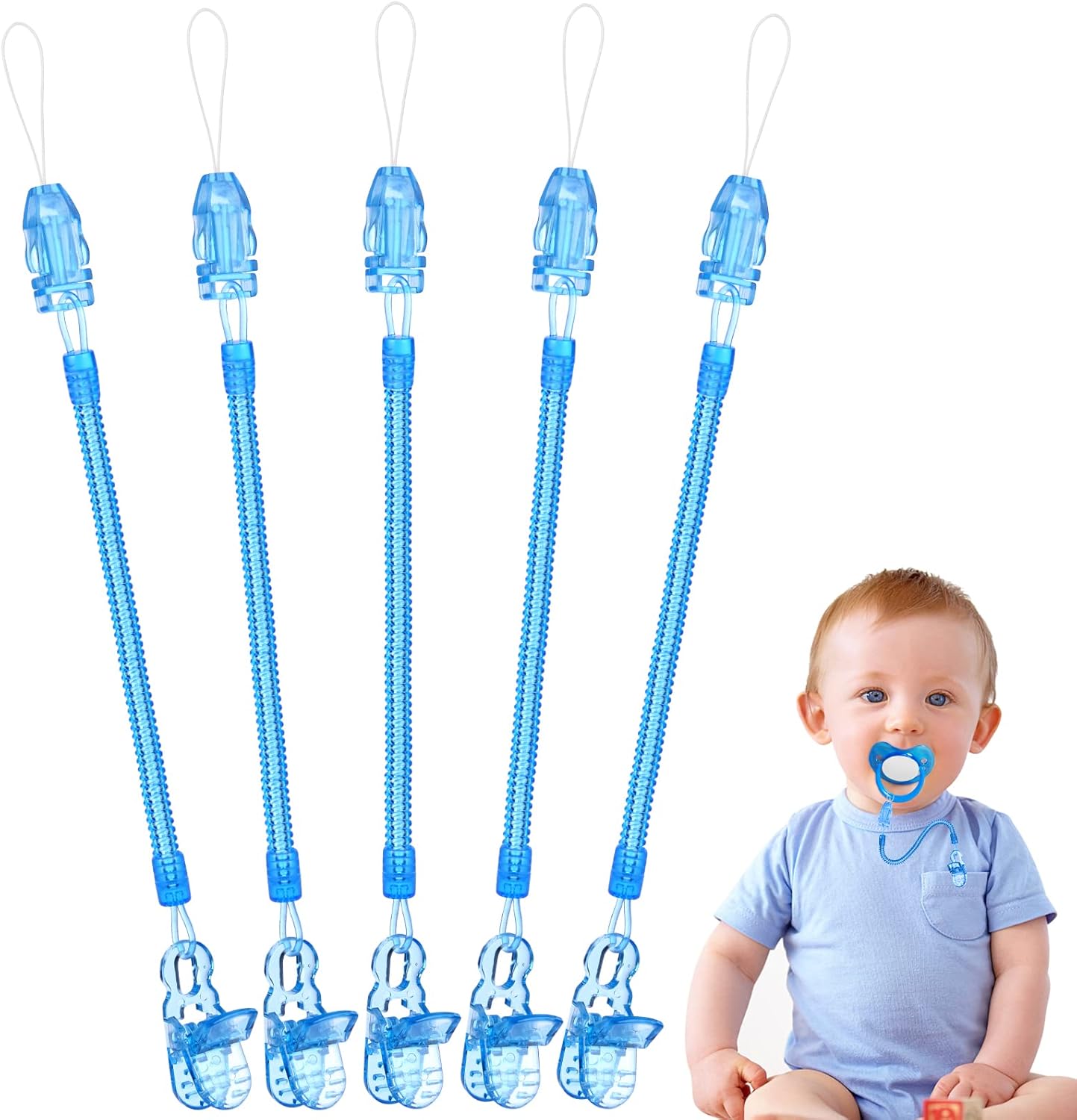 Vicloon Baby Dummy Clips,5 Pcs Dummy Clips for Baby,Spring Dummy Clip Boys Girls...