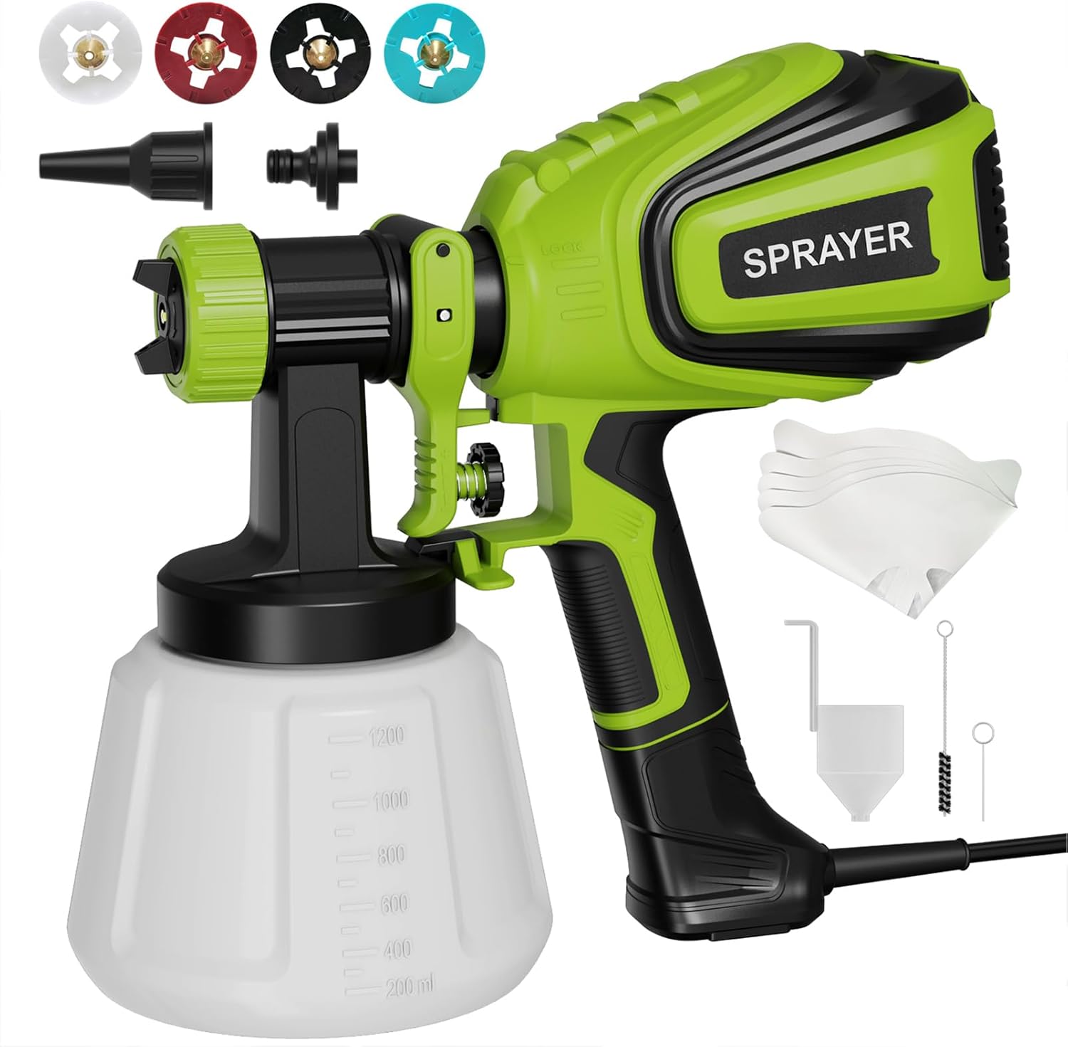 Paint Sprayer 700W, HVLP Electric Spray Paint Gun, with 4 Nozzles and 3 Patterns...