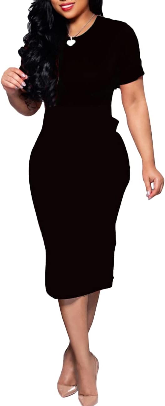 BOGURST Women Midi Bodycon Dress Work Casual Cute Floral Prints Pencil Dresses X...