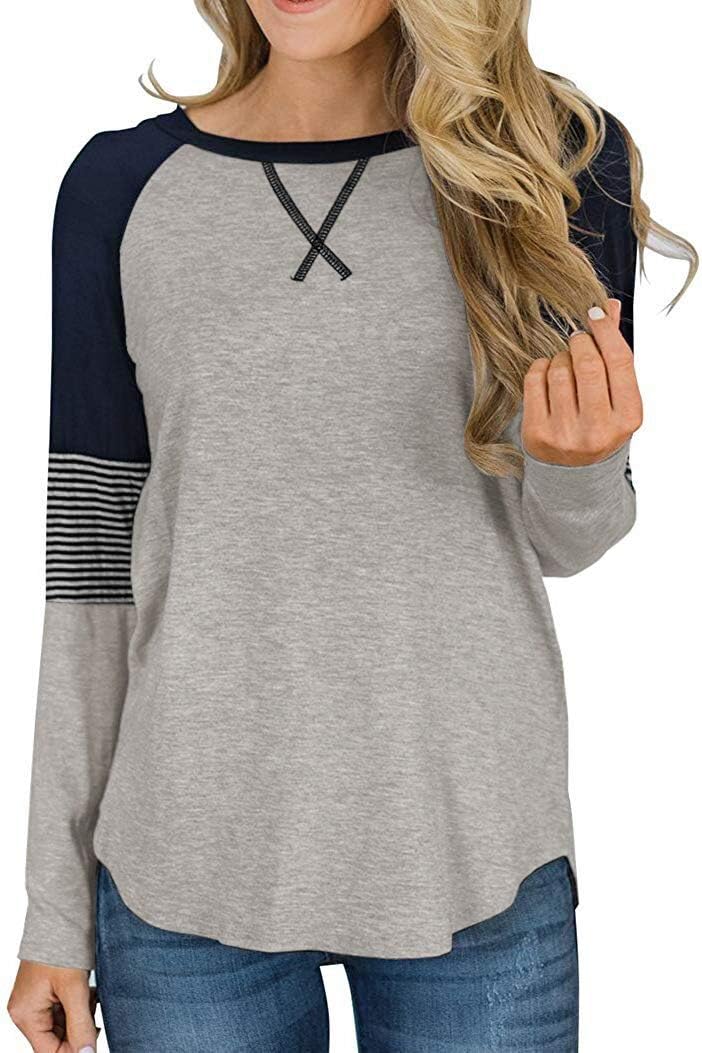 HARHAY 2022 Women's Leopard Print Color Block Tunic Round Neck Long Sleeve Shirt...