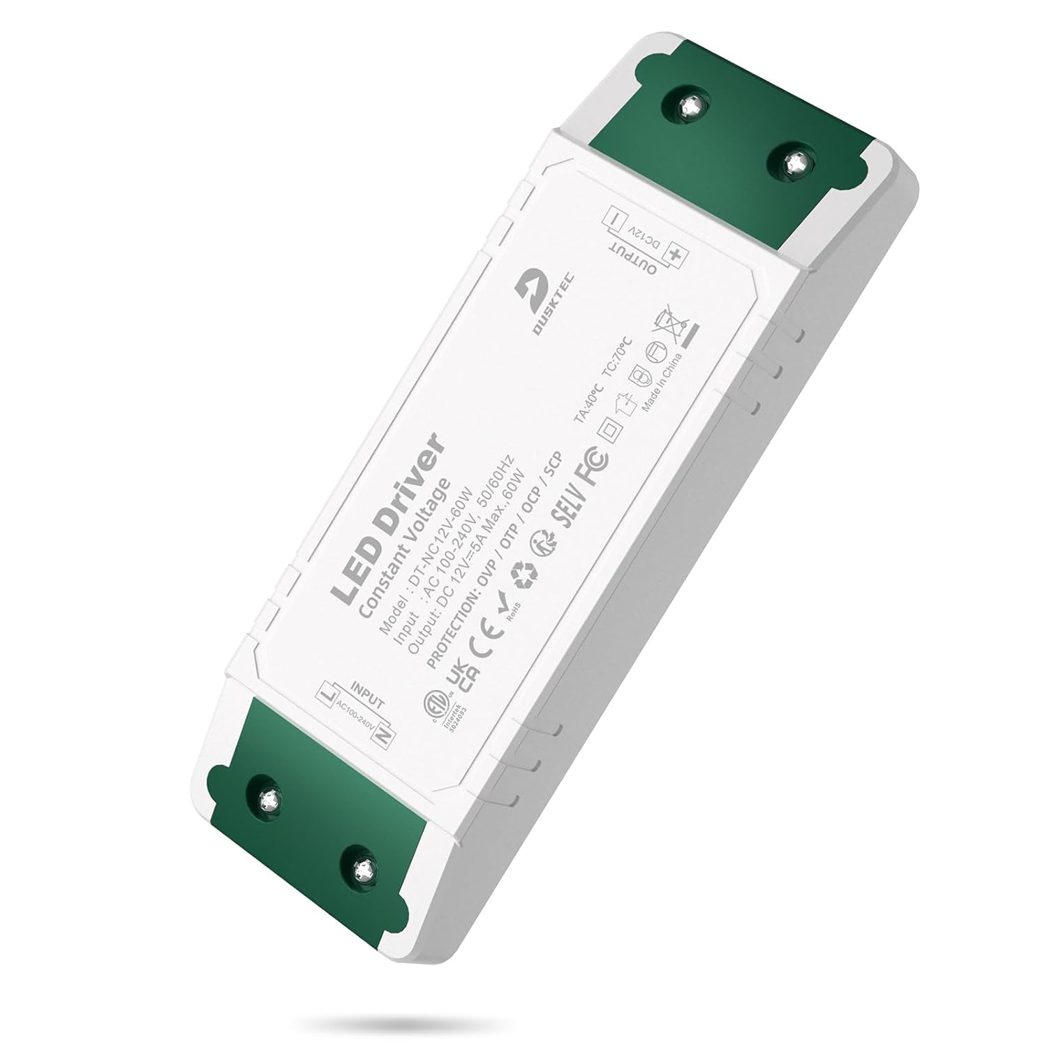 DUSKTEC 12V LED Driver 60W Transformer, Mains AC 240V to DC 12V 5A Low Voltage L...