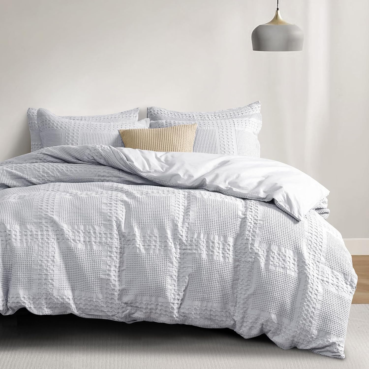 PHF 100% Cotton Duvet Cover King Size, Waffle Weave Duvet Cover Set for All Seas...