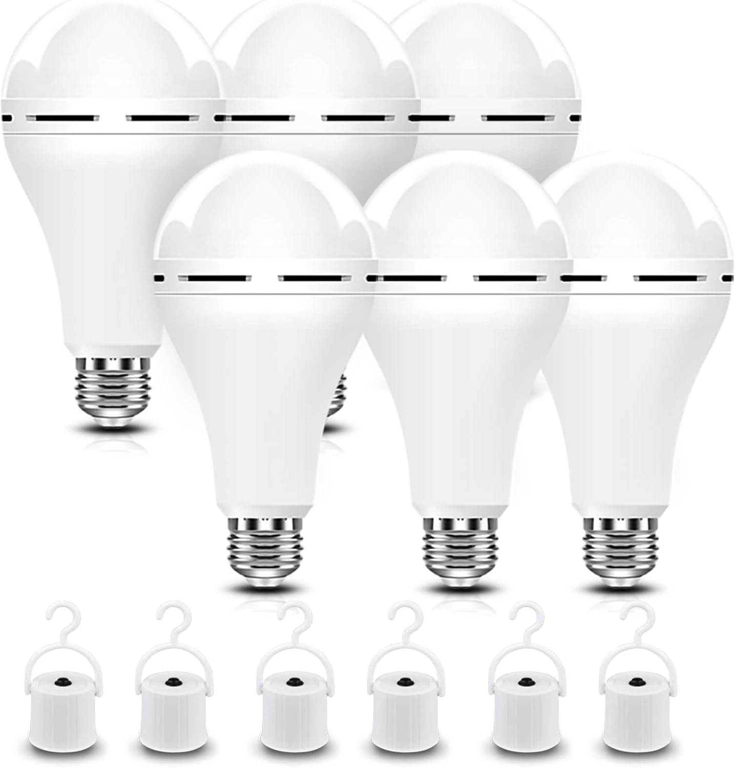 A21 6PK Emergency-Rechargeable-Light-Bulb, Keep Lighting During Power Outage, 12...