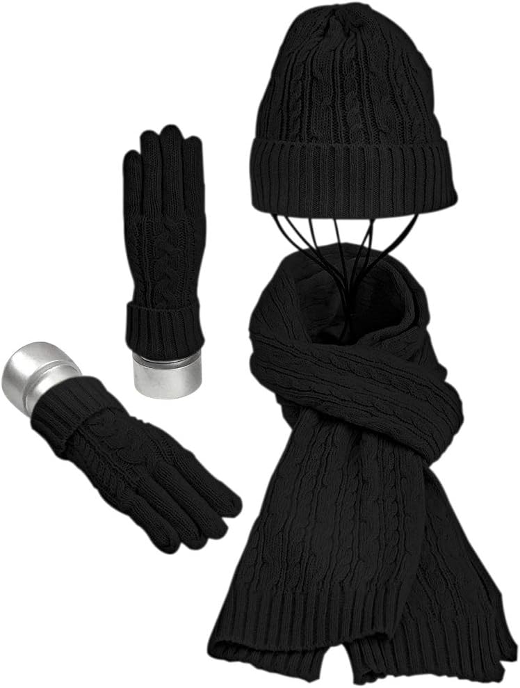 Warmiehomy Hat Gloves Scarf Set for Women Ladies Soft Warm Knitted Beanie Cap Lo...