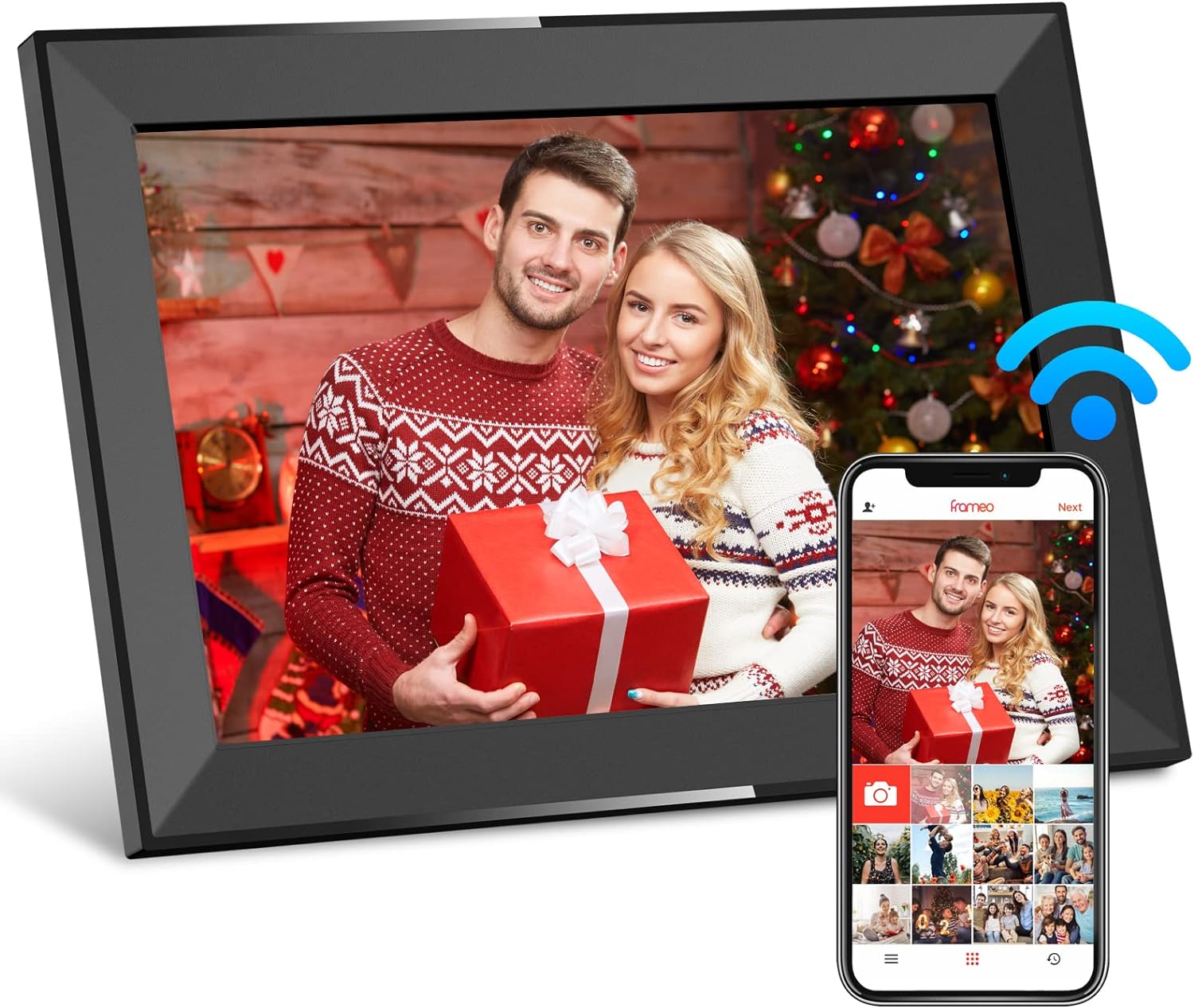10.1 Inch Digital Picture Frame with 32GB Storage, Frameo WiFi Digital Photo Fra...