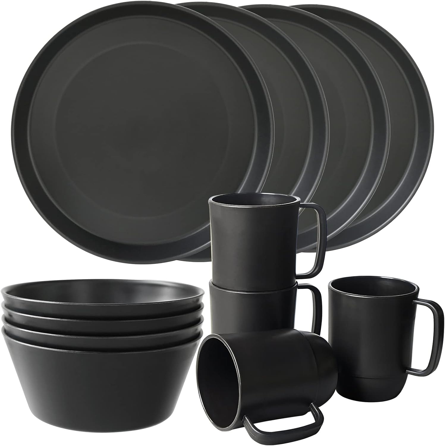 Shopwithgreen Wheat Straw Dinnerware Sets, 12 PCS Microwave Unbreakable Plates a...