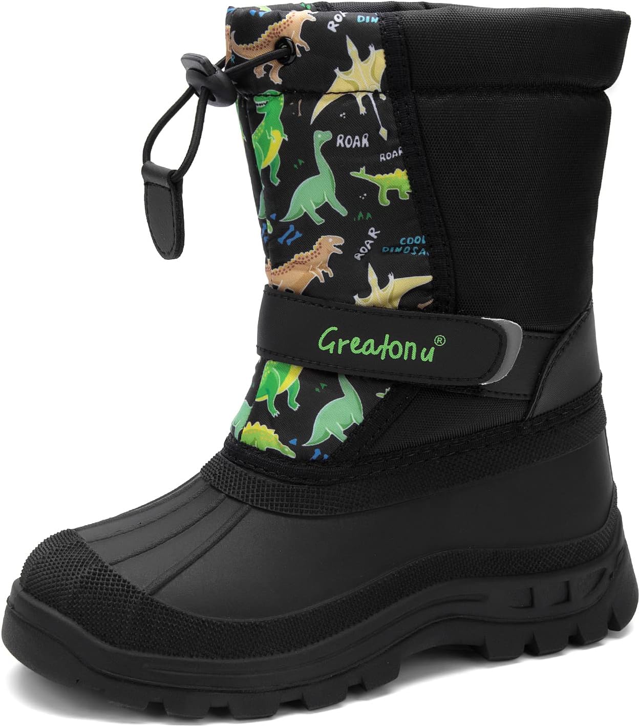 Greatonu Kids Snow Boots Waterproof Boys Girls Winter Boots Mid Calf Insulated D...