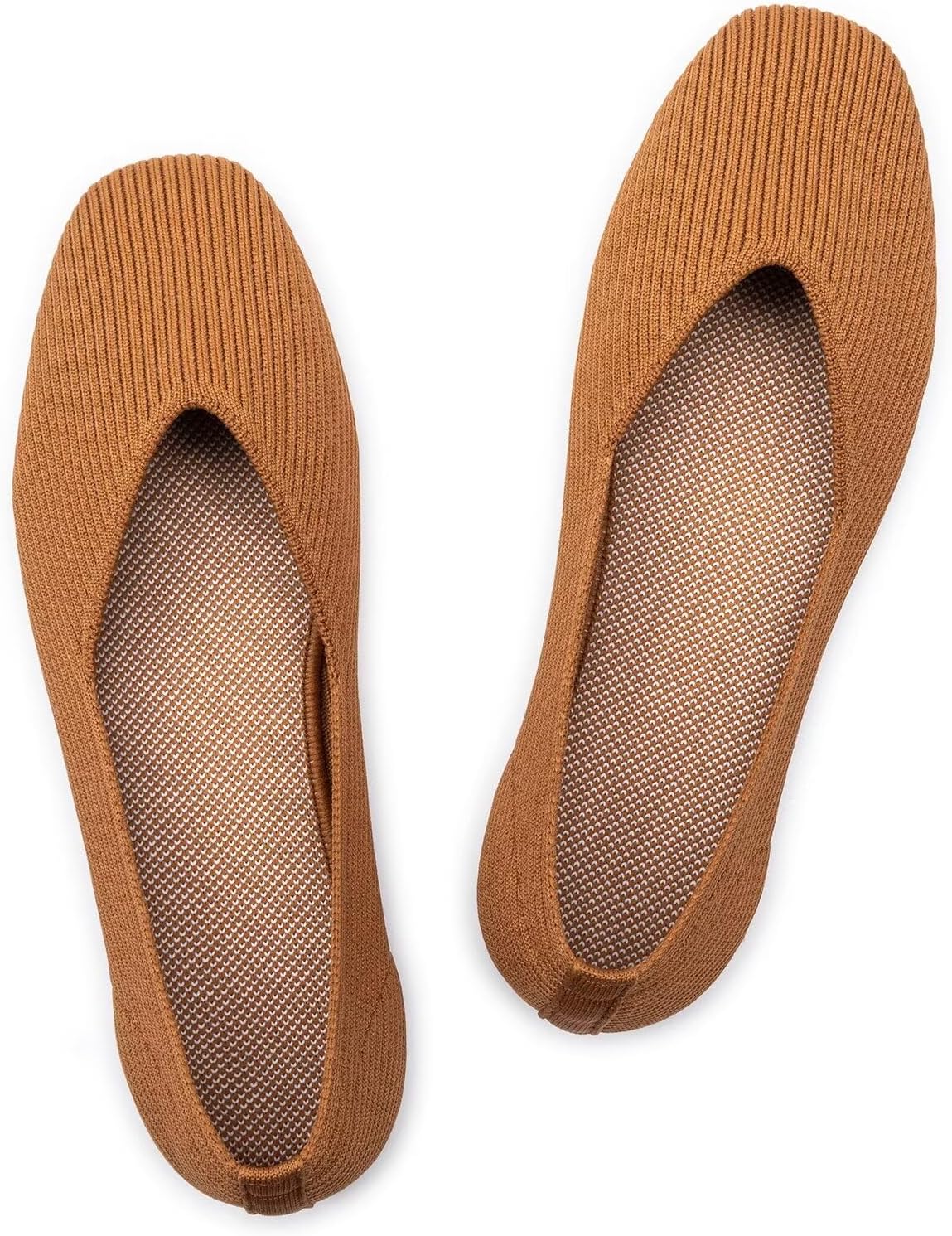 Frank Mully Womens Casual Flat Shoes Square Toe Shoes Knitted Work Flat Comfort...