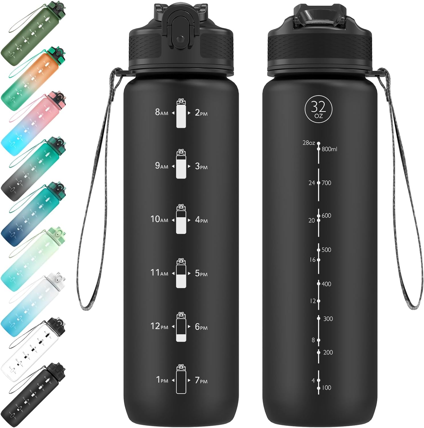 EYQ 1 L Water Bottle, 1 Litre Water bottle with Straw, Leak-Proof, Tritan BPA-Fr...
