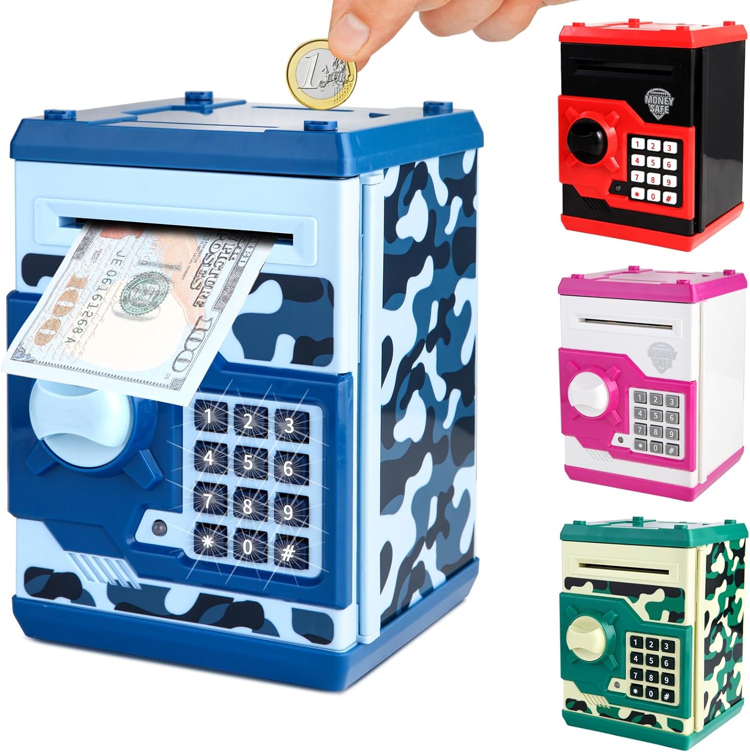 Pup Go Electronic Piggy Bank ATM Money Safe for Kids Ages 3+, Password Coin Bank...