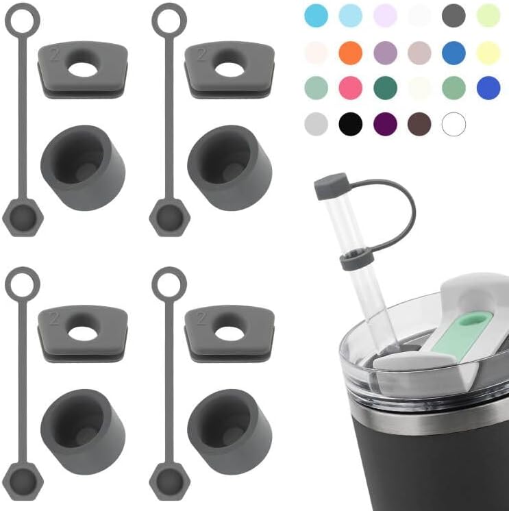 Silicone Spill Stopper Set Compatible with Stanley Cup 2.0 30oz & 40oz with Stra...