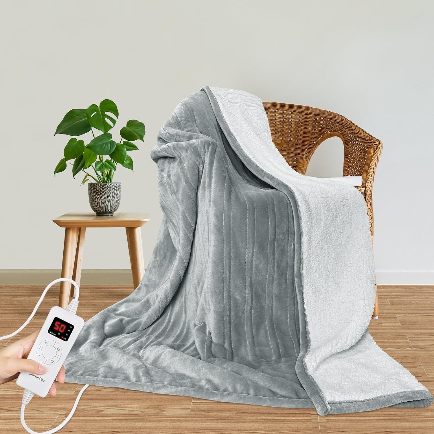 WIDENED Electric Blanket Double,1.57*1.8M Heating Blanket, Flannel&Fleece Heated...