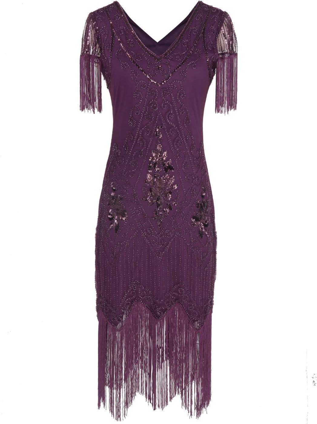 MISSCHEN Women's 1920s Art Deco Fringed Sequin Dress Gatsby Costume Dress with S...