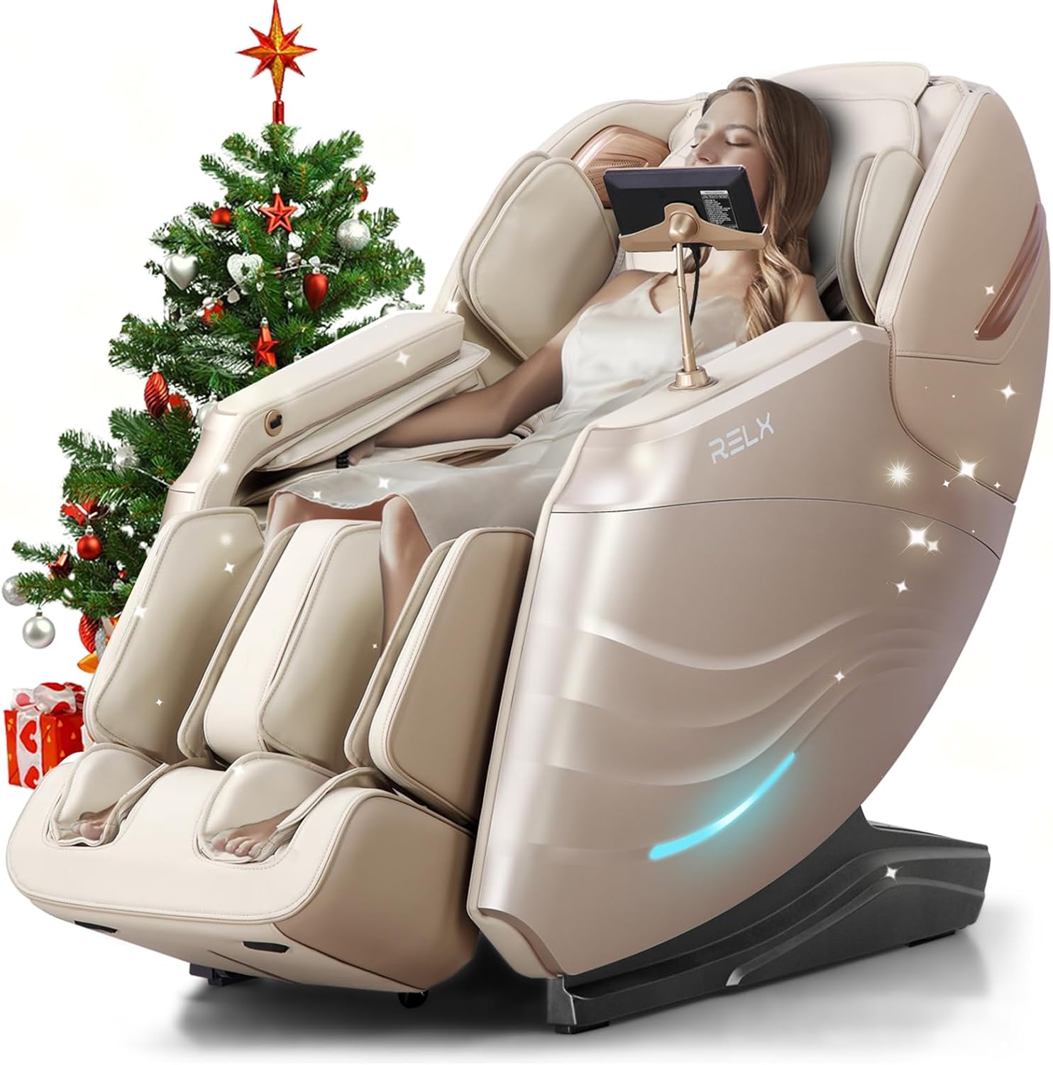 RELX Massage Chair Full Body Zero Gravity SL-Track Shiatsu Massage Chair, 12 Mod...