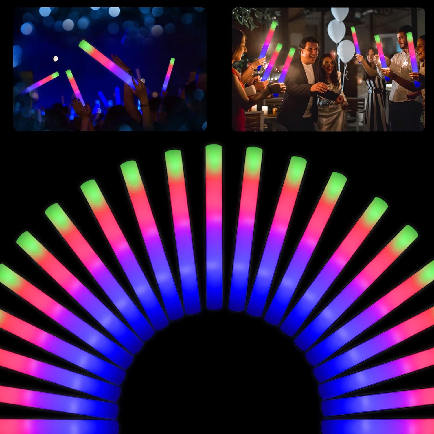 30 Pieces Led Foam Sticks - Flashing Glow Sticks Party Supplies Light Up Baton W...