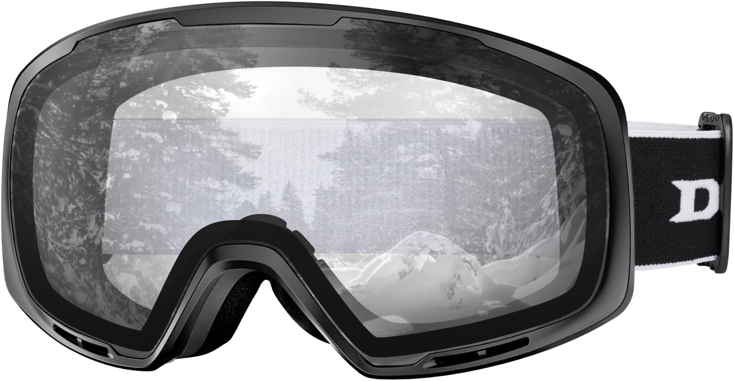 Ski Goggles-UV Protection Anti fog OTG Snow/Snowboard Goggles Blackframe Clearle...