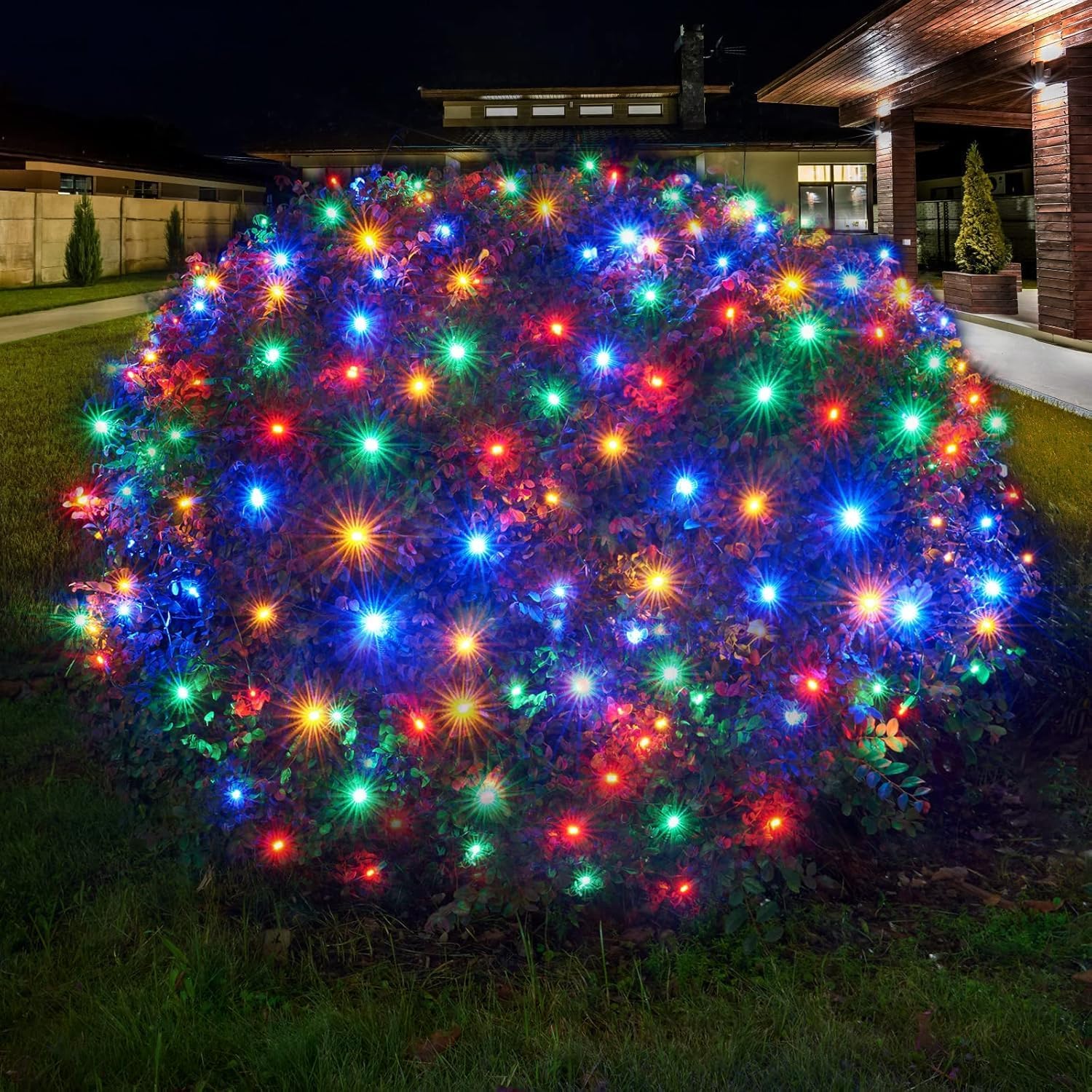 Led Christmas Net Lights Outdoor Christmas Lights Multicolor 160LED 5ftx7ft, Wat...