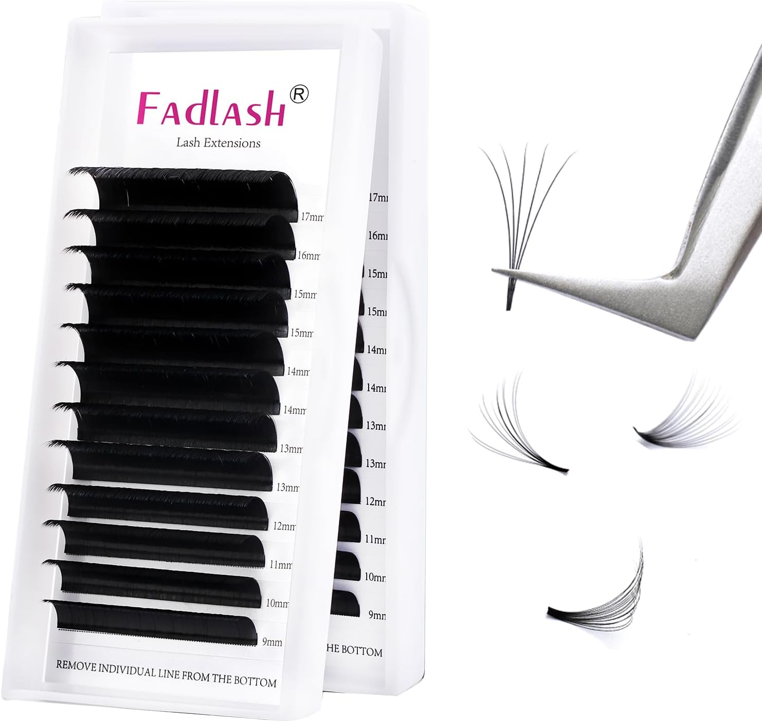 Fadlash Easy Fan Lashes C Curl 0.05 9-17mm Mixed Length Russian Lashes Natural L...