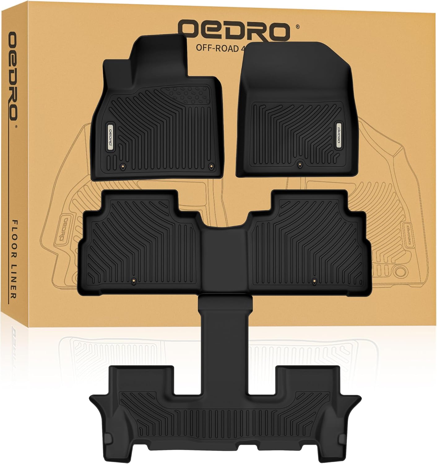 OEDRO 3 Row Floor Mats Fit for 2020-2025 Kia Tellu...