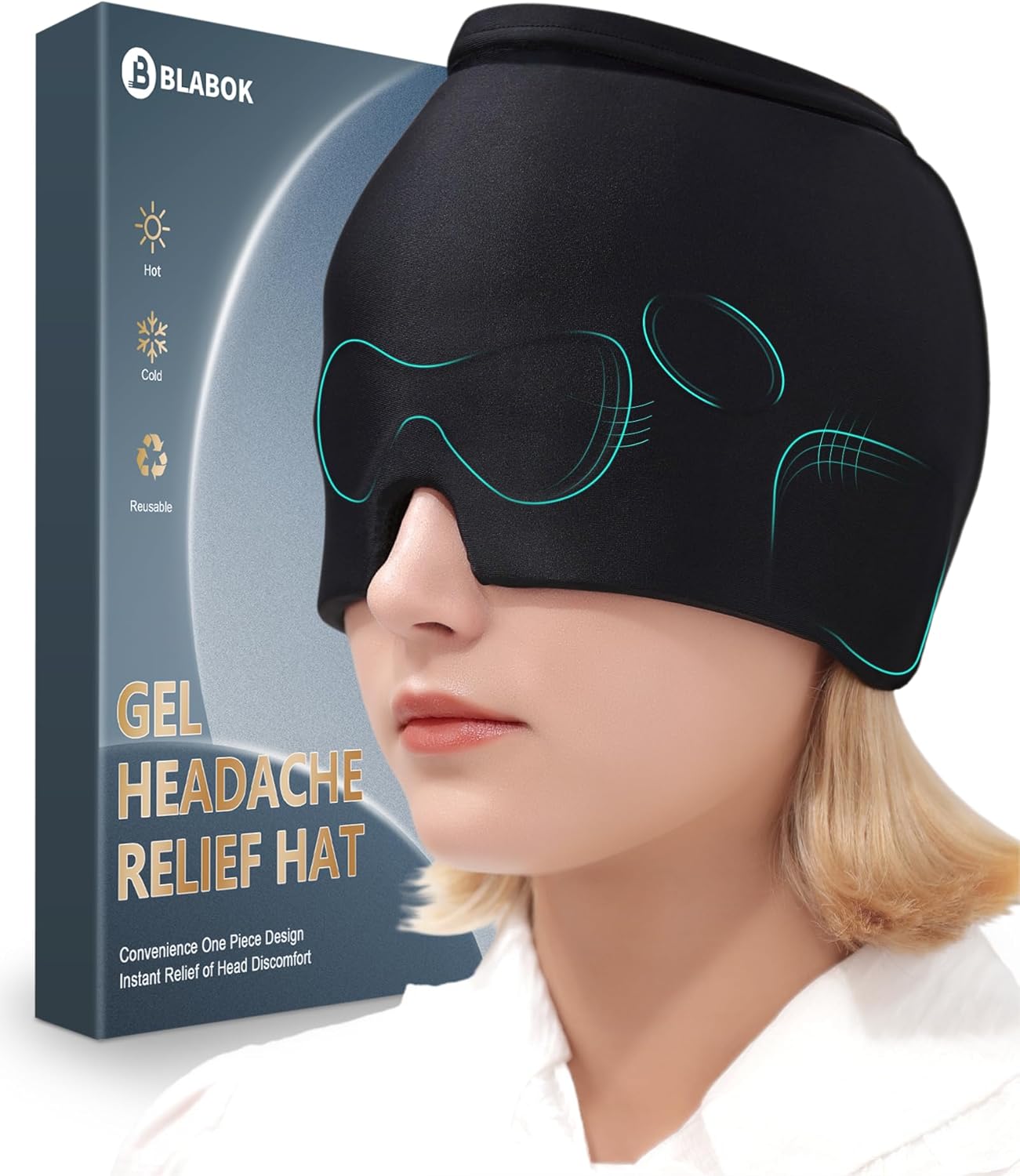 Migraine Headache Relief Cap - Headache Migraine Relief Ice Pack Hat for Hot & C...