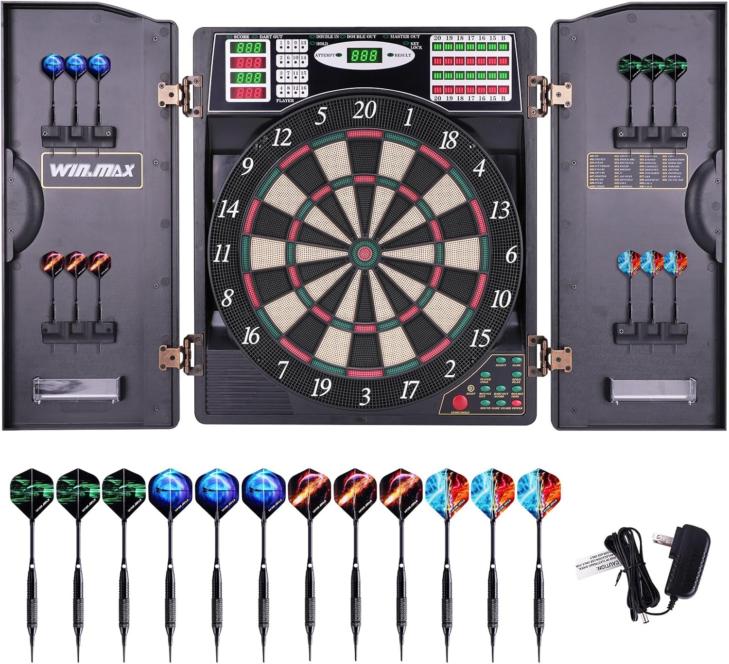 Electronic Dart Board LED Electric Digital Dart Boards for Adults with Cabinet w...