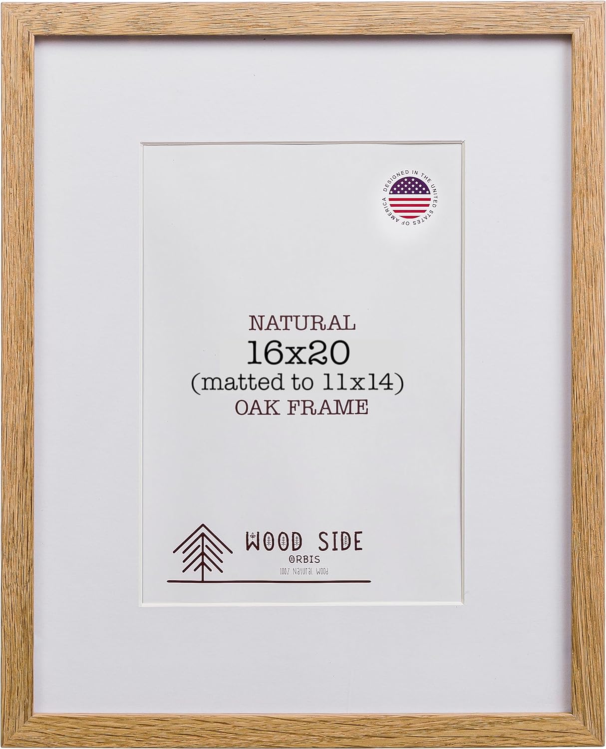 Oak Wood Picture Frames 16x20 with Mat for 11x14 - Natural Solid Wood Photo Fram...