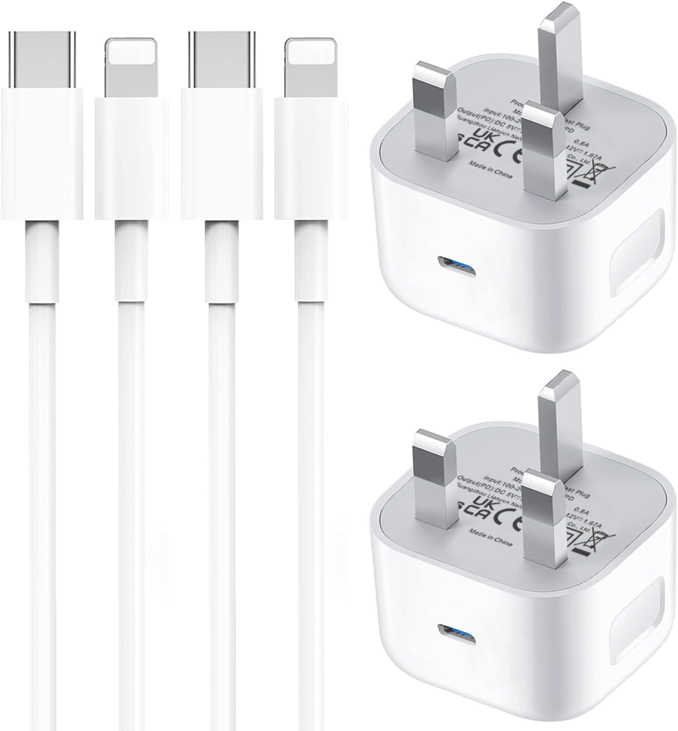 2 Pack USB C Plug for iPhone Charger, Type C Fast Charger Plug and Cable for iPh...