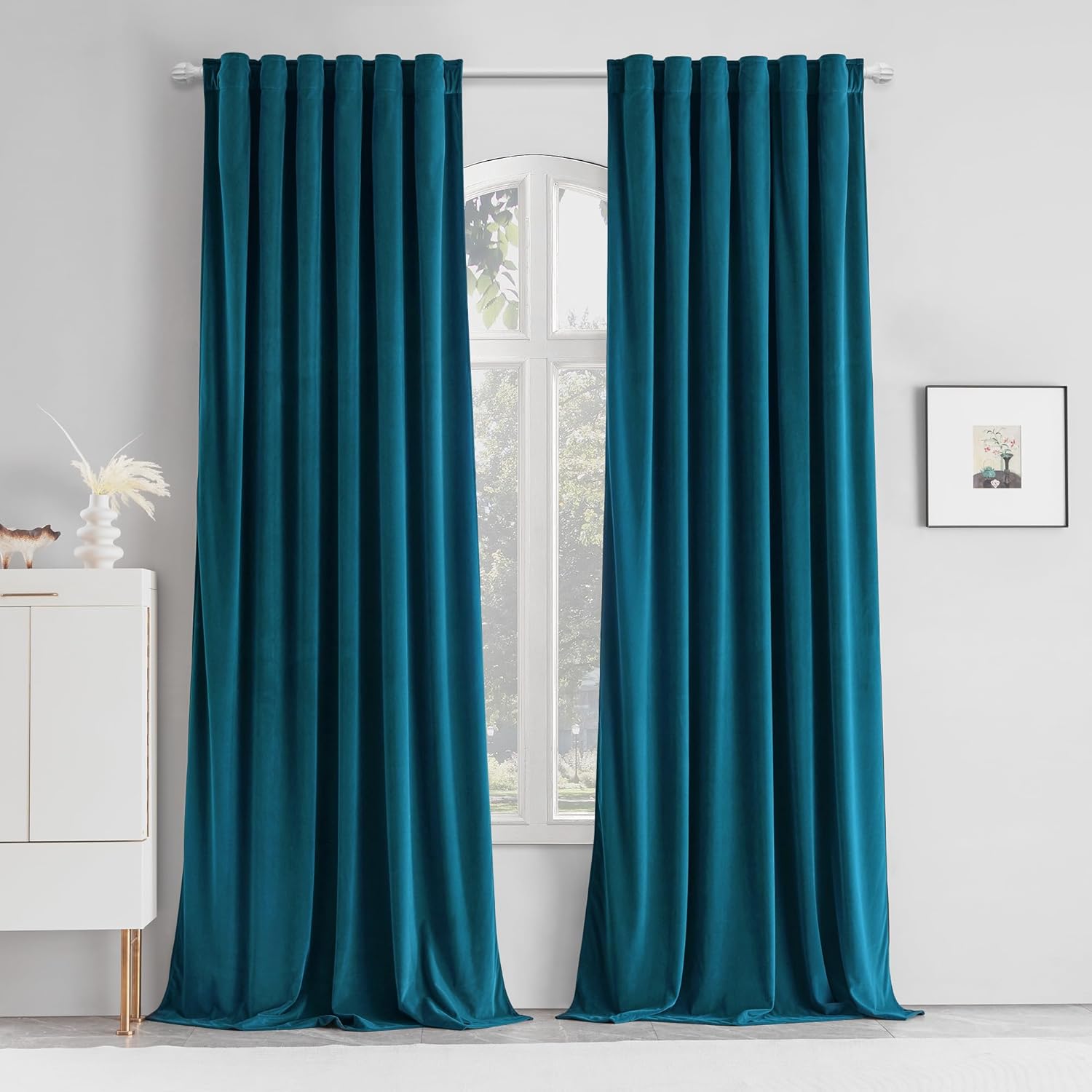 MUMFAS Extra Long Velvet Curtain Panels 120 Inches Long 10 FT/Feet Length, Room...