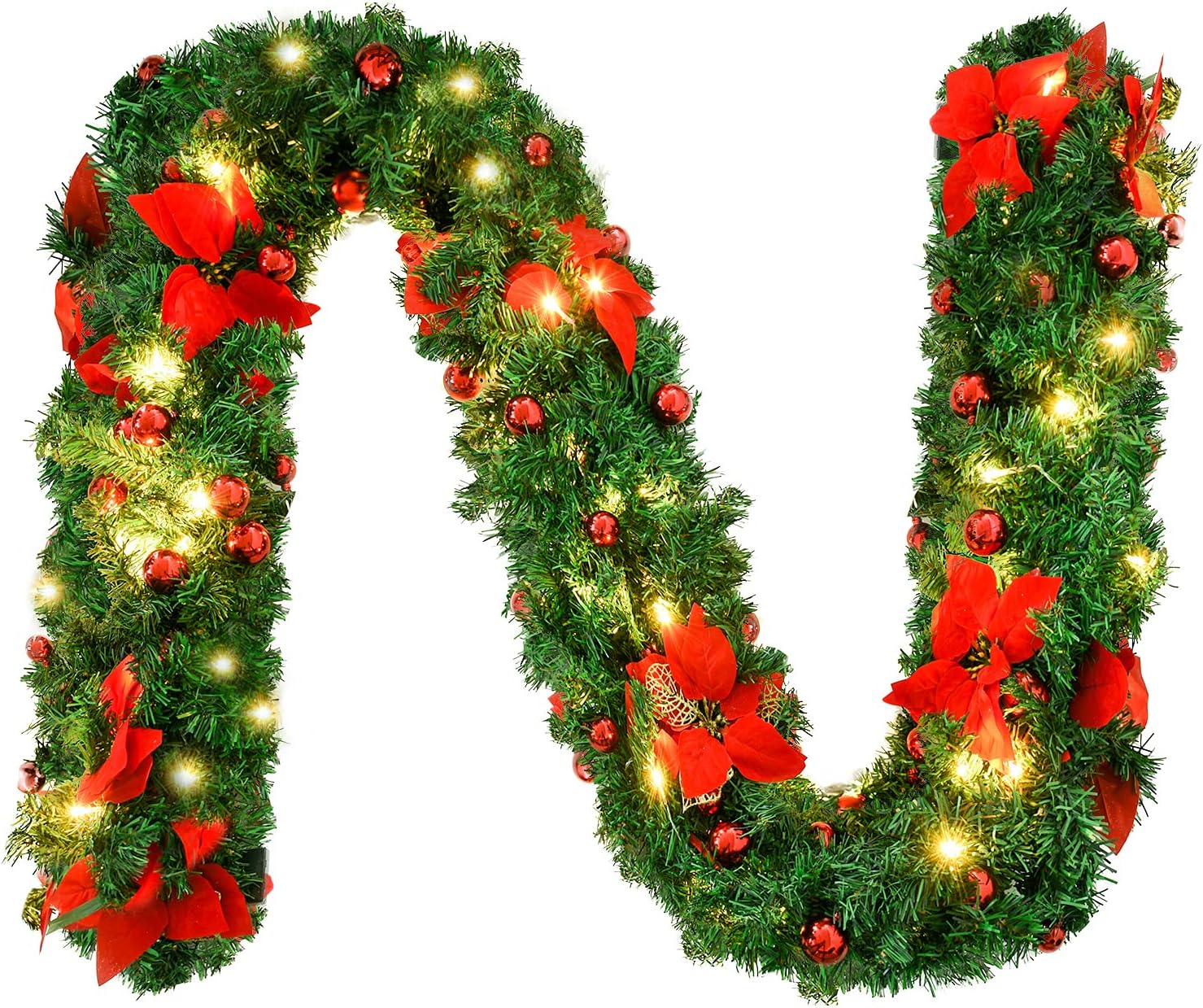 9FT Christmas Garland Decorations, 2.7M Wreath Garlands Decorations Xmas for Fir...