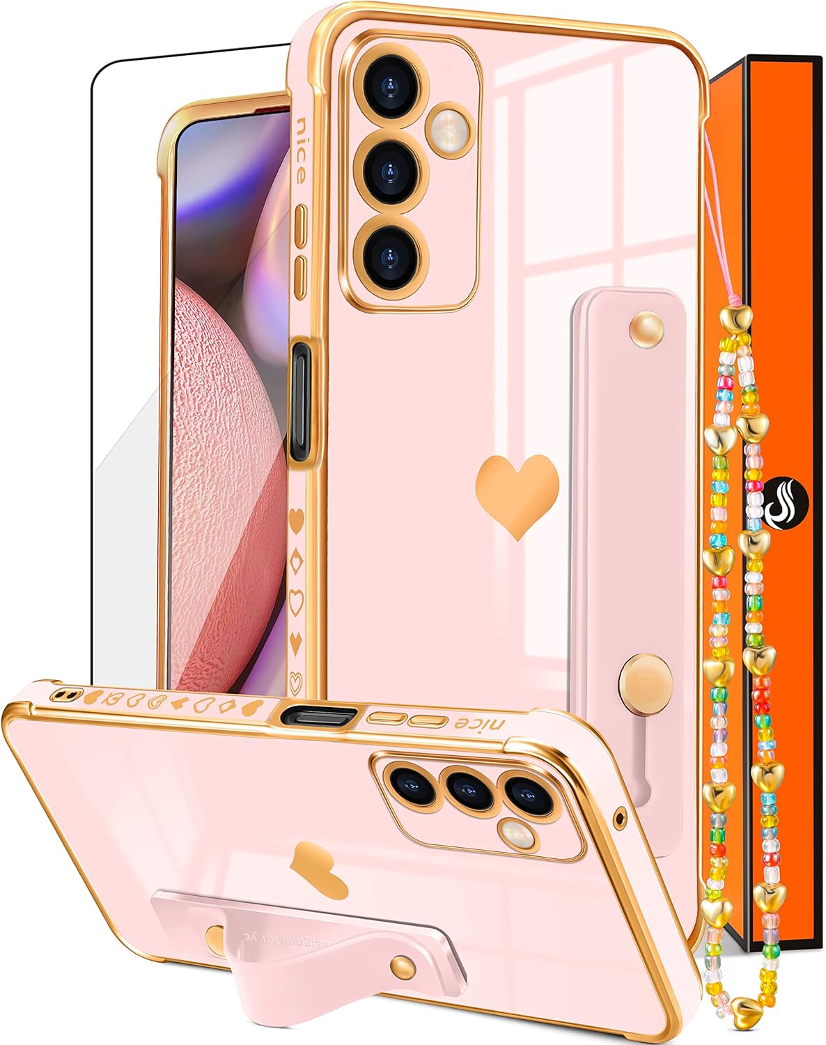 Likiyami (3in1 for Samsung Galaxy A14 5G Phone Case Heart for Women Girls Girly...
