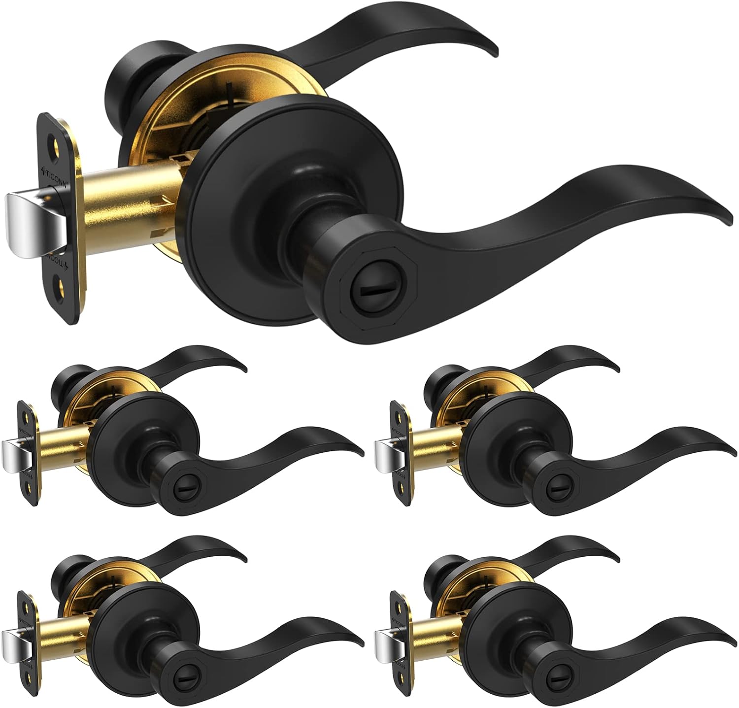 TICONN Traditional Wave Style Reversible Door Lever, Door Handle for Interior Do...