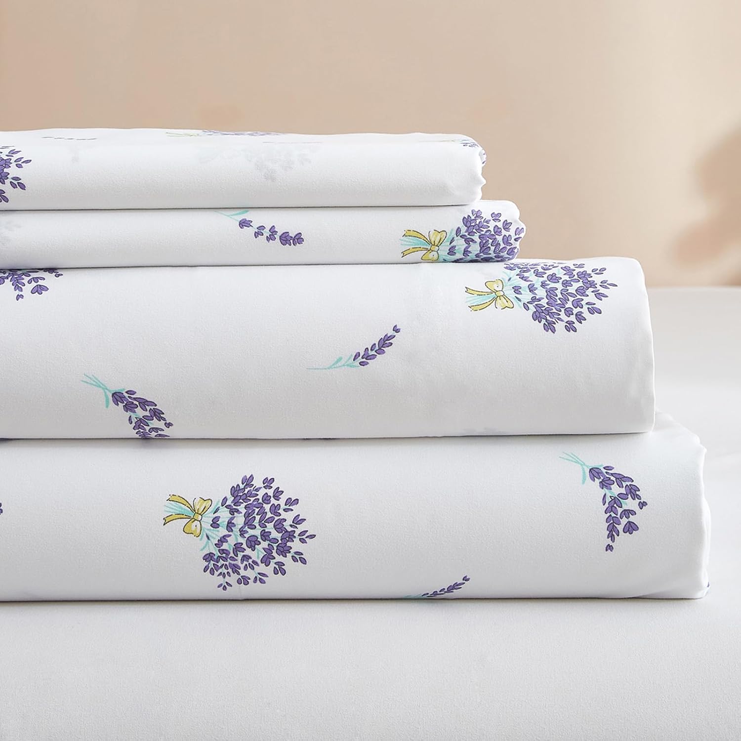 HighBuy Full Size Sheet Set - 4 Piece White Sheets Soft Breathable Bed Sheet Set...