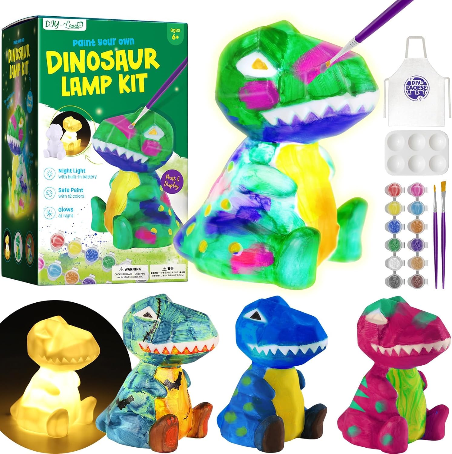 DIY-LAOESE Paint Your Own Dinosaur Lamp Kit, Art Supplies Arts & Crafts Kit, Pai...
