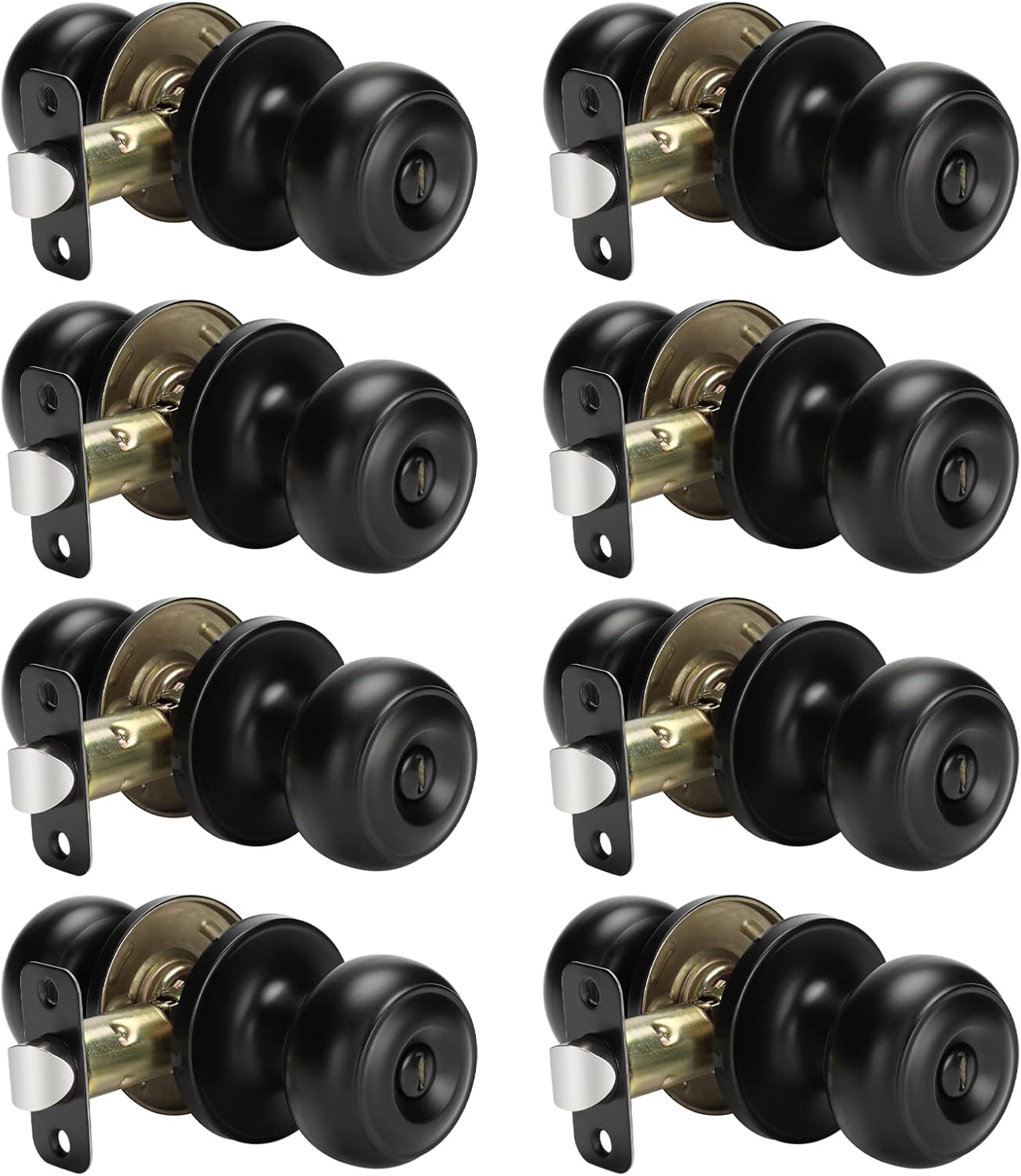 Haidms 8 Packs Black Interior Door Knob, Matte Black Door Knob Interior Privacy,...