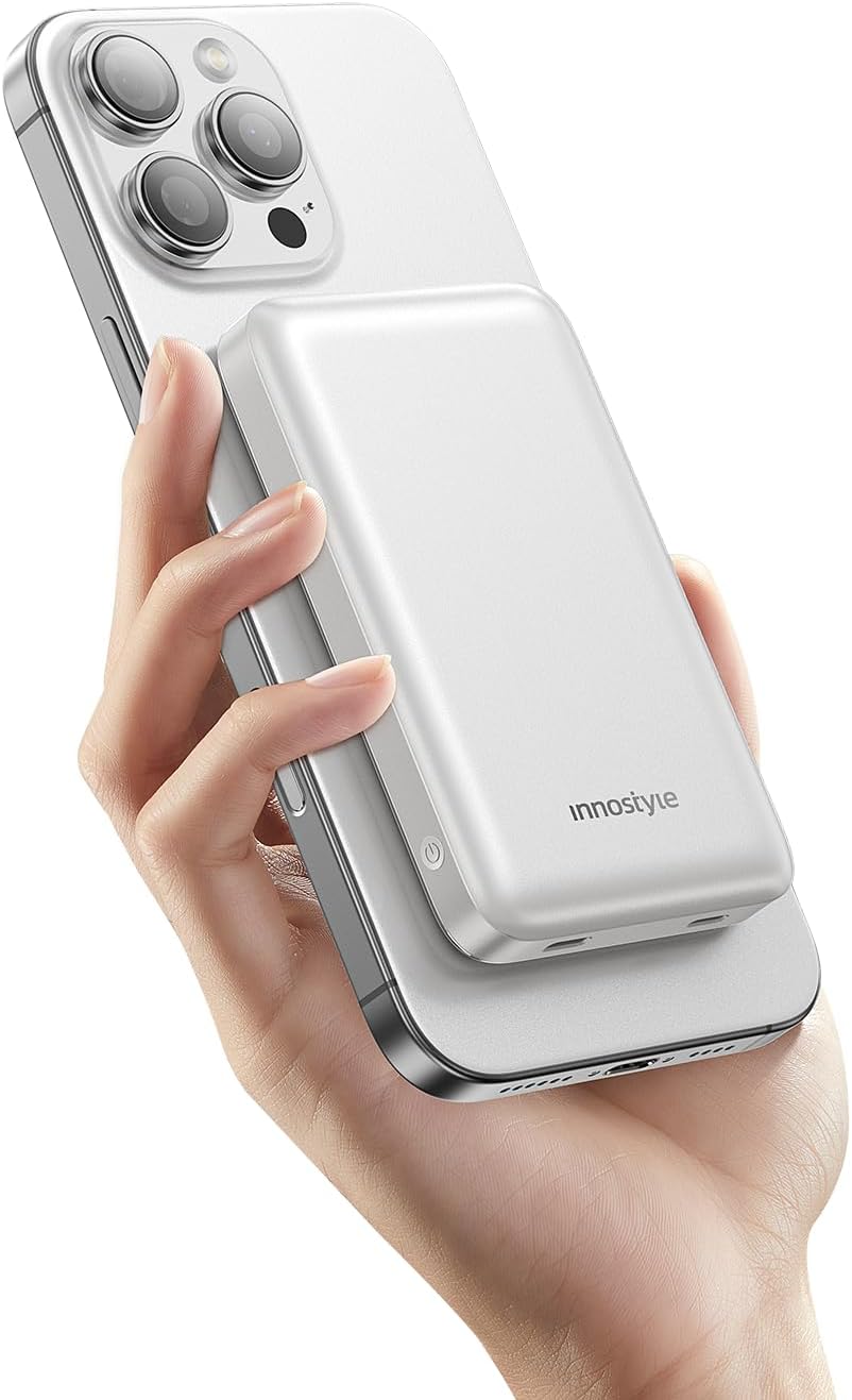 Magnetic Wireless Power Bank, 10000mAh Magnetic iPhone Charger with USB-C Cable...
