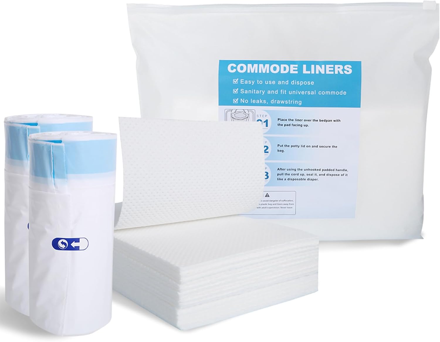 Disposable Commode Liner Bags，Adult Bedside Commode Liners Bed Pan Liners Dispo...