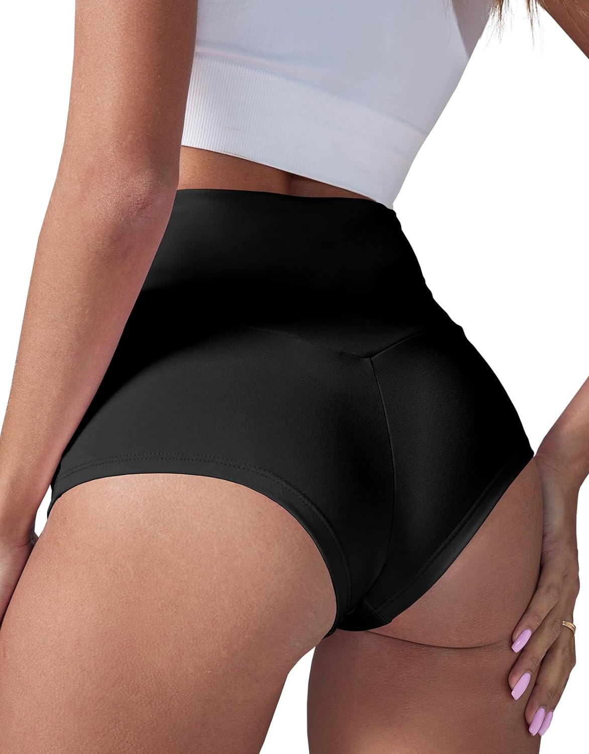 BZB Women's High Waist Yoga Shorts Gym Workout Booty Dance Hot Pants Athletic Bu...