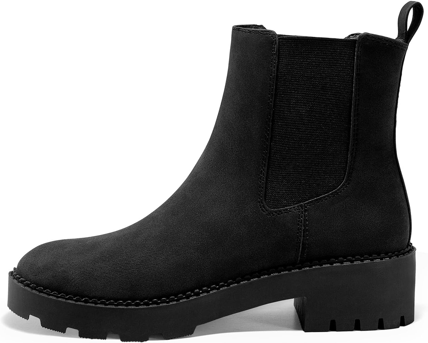 Coutgo Womens Platform Chunky Low Heel Slip on Chelsea Boots Suede Elastic Ankle...